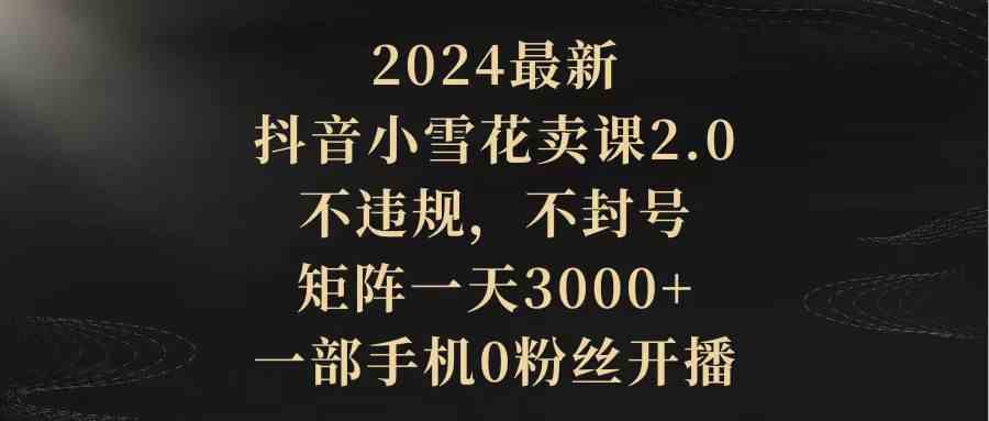 （9639期）2024最新抖音小雪花卖课2.0 不违规 不封号 矩阵一天3000+一部手机0粉丝开播-搞钱情报局