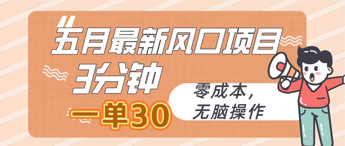 （10256期）五月最新风口项目，3分钟一单30，零成本，无脑操作-搞钱情报局