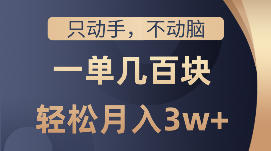 （10561期）只动手不动脑，一单几百块，轻松月入3w+，看完就能直接操作，详细教程-搞钱情报局