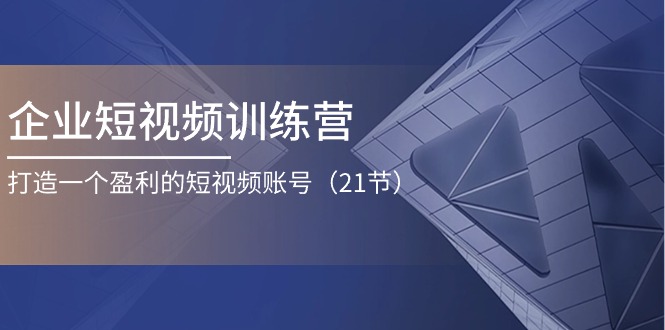 （11278期）企业短视频训练营：打造一个盈利的短视频账号（21节）-搞钱情报局