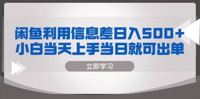 （13170期）闲鱼利用信息差 日入500+  小白当天上手 当日就可出单-搞钱情报局